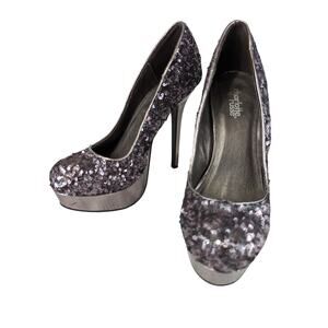 CHARLOTTE RUSSE! "AMANDA" LAVENDER PURPLE MINI SEQUINNED STILETTO HEELS! SZ 7